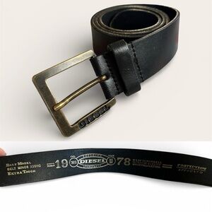 Diesel Extra Tough Black Buffalo Leather Belt Made in Romania SZ US 36 Like New🔥